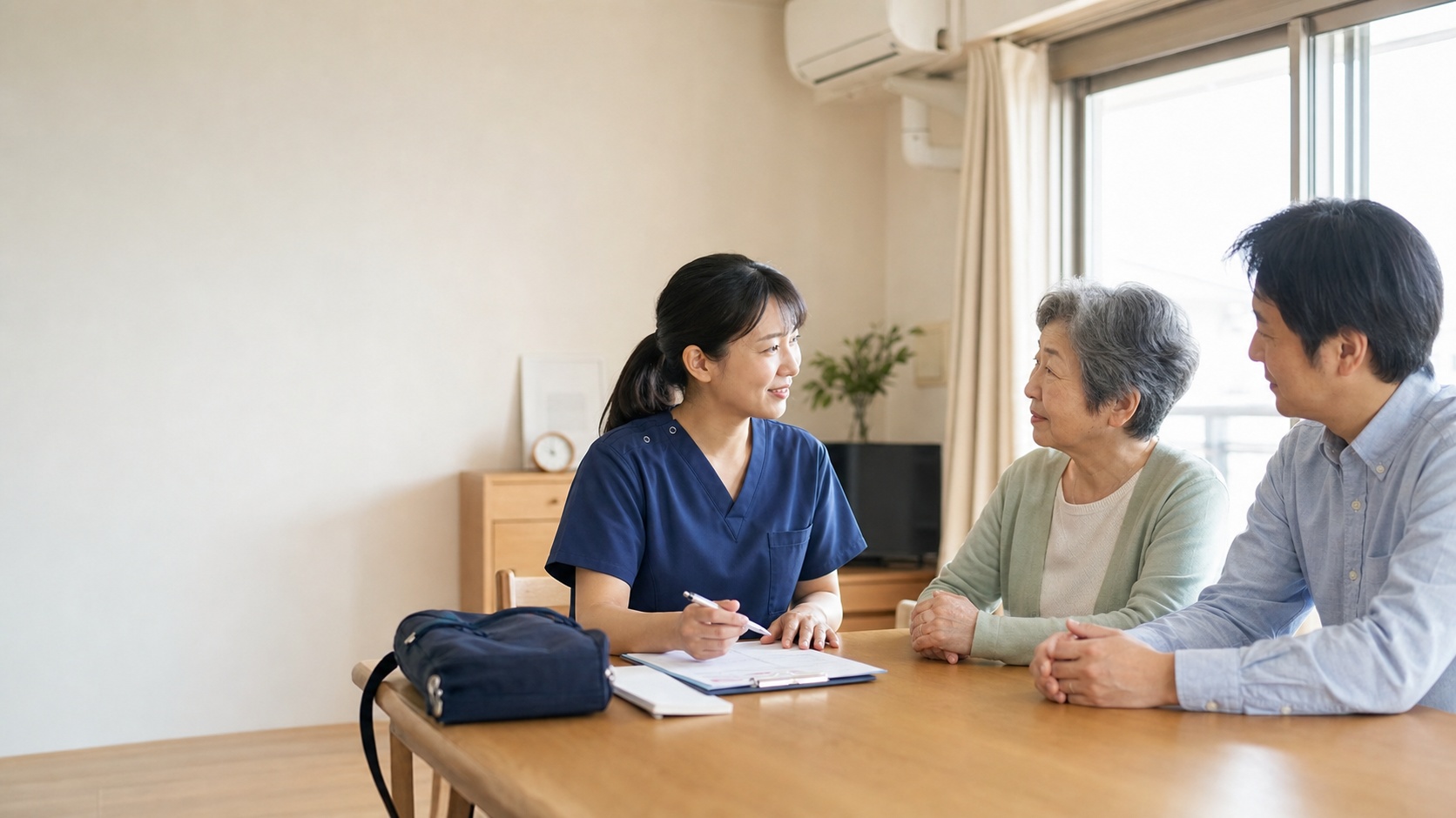 ご利用者・ご家族と相談する訪問看護師